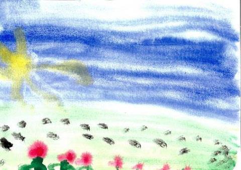 19 C2 RE in EYFS: Programme of Study Thomas, age 5. In my picture I have painted the sky and the sun, then I added grass and flowers.