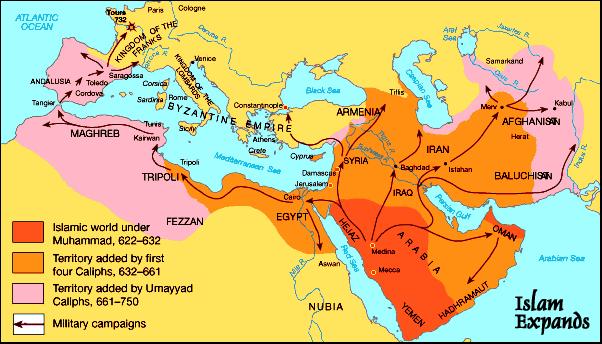Muslim invaders swept out of Arabia in all directions to expand their faith They crossed the Straits of