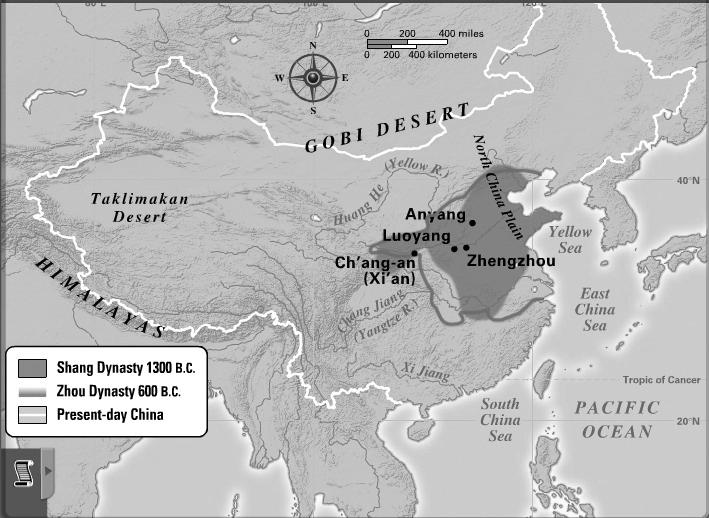 PART C: MAPPING/DIAGRAMMING 1. There may be a map that you will need to extract information from similar to the one below. What protected the Chinese from invaders from the north?