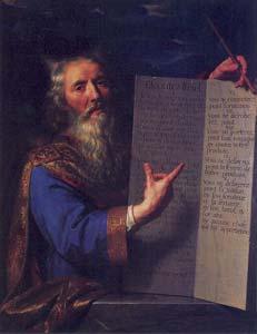 Giraudon/Art Resource Listen Israel, cry the tablets of Moses, as depicted by the French artist Philippe de Champaigne in his 1663 painting of Moses Presenting the Tables of the Law.