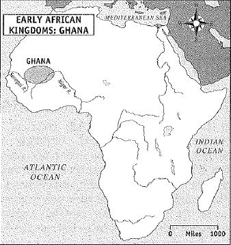 KINGDOM OF GHANA (750-1200) The first of these, the Kingdom of Ghana, was founded about 750. It developed in the region between the Senegal and Niger Rivers.