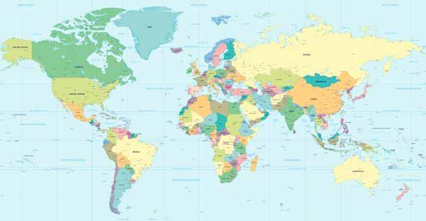 TO THE NATIONS On the map below, use an X to mark countries or regions where you have a personal connection with someone working to spread the gospel.