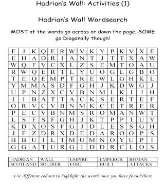 Activity: 1) Complete the wordsearch.