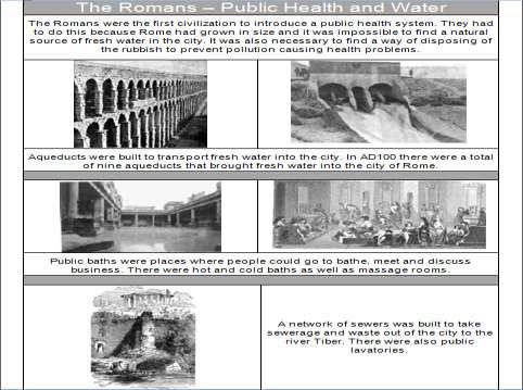 Reasons for building aqueducts: As Roman towns grew, more people needed fresh drinking and washing water.