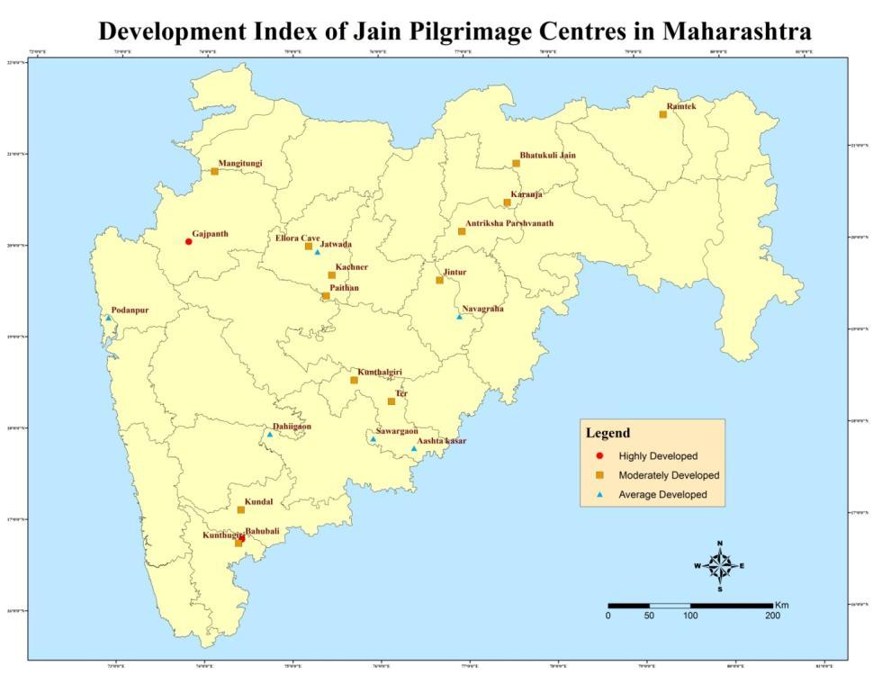 Highly Developed Jain Pilgrimage Centers Table 5: Highly developed Jain pilgrimage centers S. No. Name of Jain pilgrimage center Development Index 1 Gajpanth 0.82 2 Bahubali 0.