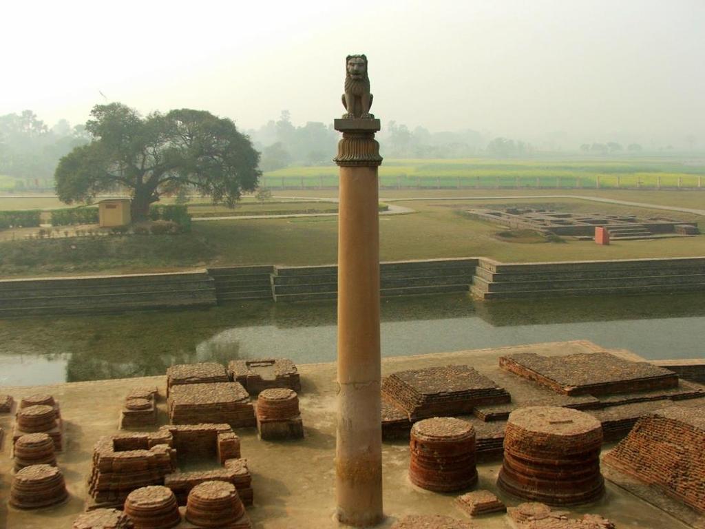 THE ASHOKA PILLER: The Ashoka pillar is extremely important because on top of the pillar there used to be a statue of four lions holding up a wheel, which is national sign of India now.