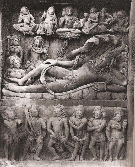Vishnu is either worshiped as himself as he reclines and rests on the king of the serpent deities.