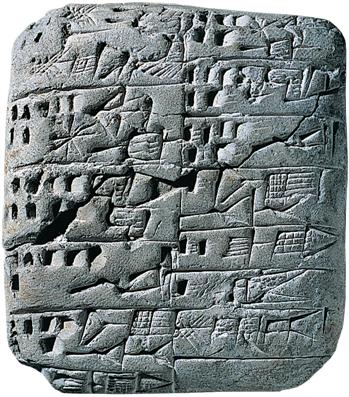When writing, a Sumerian scribe used a stylus fashioned from a reed to impress symbols on wet clay.