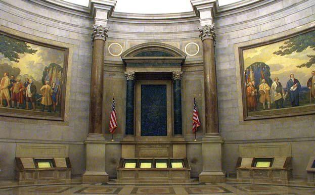 -Inside the National Archives are famous United States documents - They include: The Declaration of Independence, The Bill of Rights, and the Constitution, as well as many others.