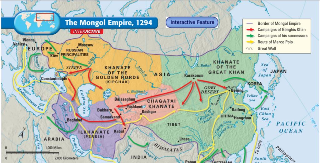 He led his fierce warriors on a wave of conquests that lasted for 20 years. Russia and portions of the Muslim Empire fell to the Mongols.
