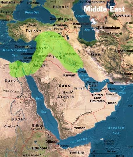 The Fertile Crescent Arc of land between the
