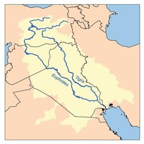 One land Two Rivers Mesopotamia means = land between the rivers Tigris River and Euphrates River Both rivers flooded once a