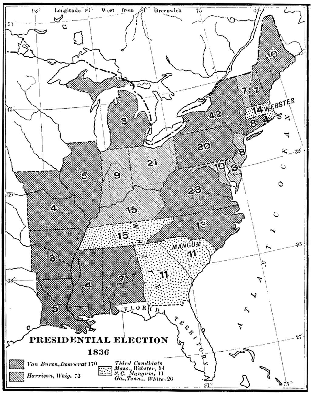 date from the people. Image 11. The Election of 1836 Yet the chaos of the election did not stop there. The Virginia slate of electors, though voting for Van Buren, refused to vote for Johnson as well.