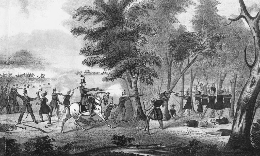 traditions at the time, Tecumseh had a premonition of his own death in battle that day and had given away his possessions and shaken the hands of the British officers before leading his men forward.