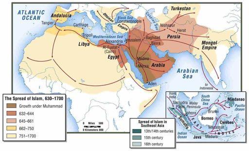 The Rise of Islam 632 CE: Muhammad s death Muslim armies conquered much of the Middle East now united in cities under one caliph
