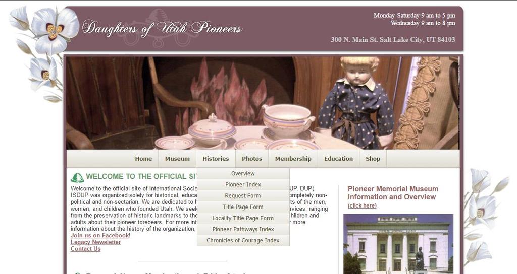 19 This is the website of the Daughters of Utah Pioneers.