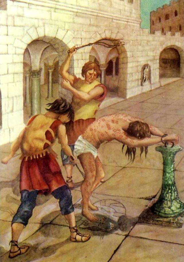 2nd Sorrowful Mystery Scourging at the Pillar "So Pilate, wishing to satisfy the crowd, released for them Barabbas;