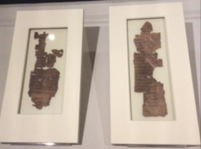 01 Oxyrhynchus Papyrus Museum Description: Oxyrhynchus Papyrus Scripture: John 16:14 Papyrus can easily rot if it comes into contact with water, so it is only preserved in very hot, dry climates like