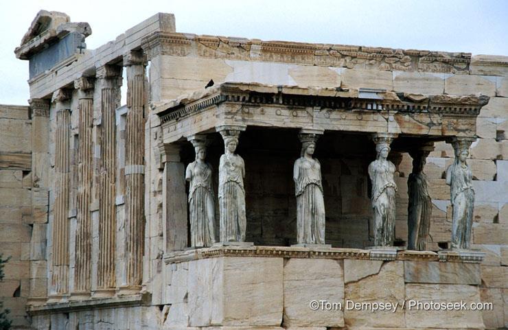Caryatids support the roof of the