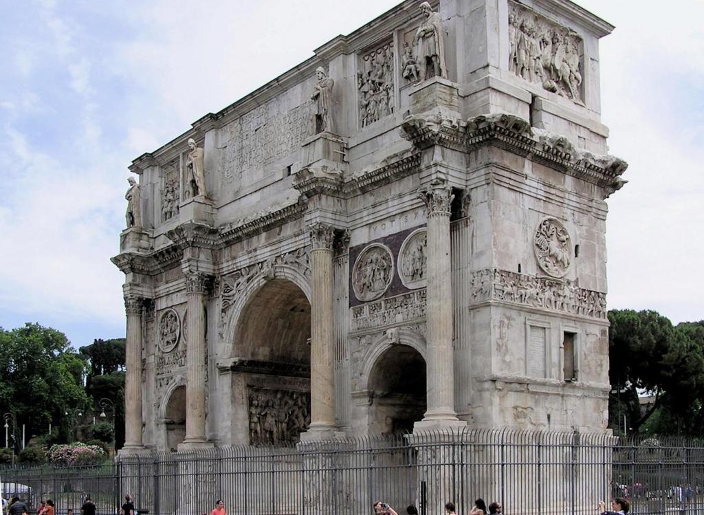 Title: Arch of Constantine Medium: Marble Date: 130-38 CE After years of civil war, the victory of Constantine's army over the numerically superior army of Maxentius at the Battle of Milvian