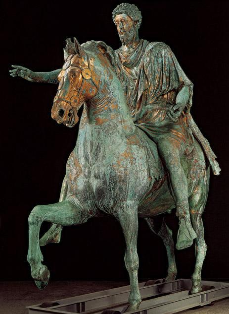 Equestrian Statue of Marcus Aurelius Bronze 176 CE Propaganda Military Power Why beard and full head