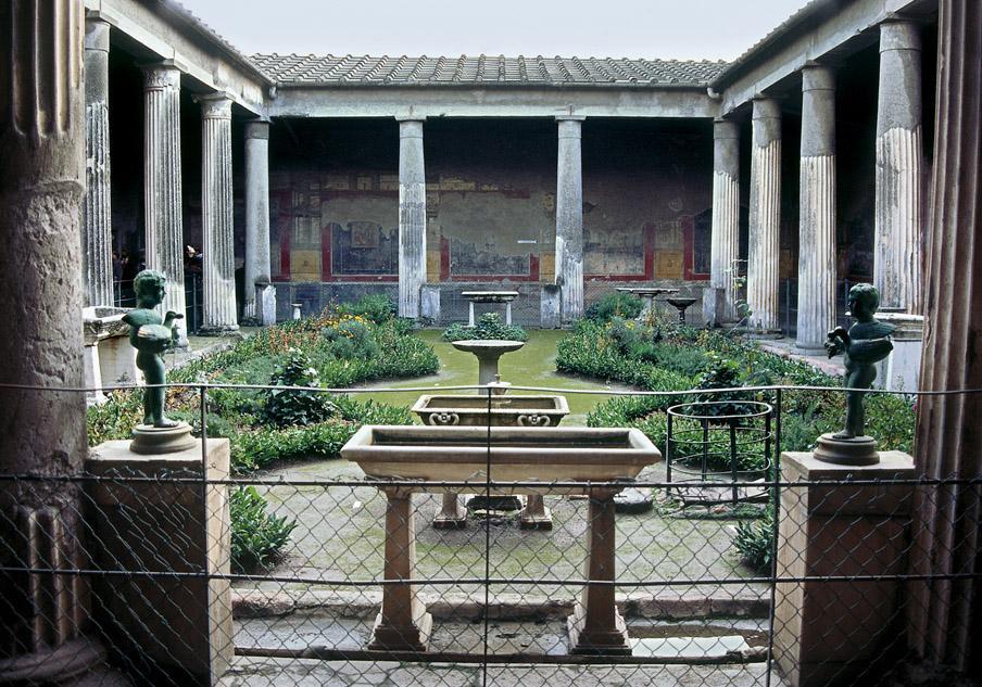 Title: Peristyle Garden, House of The Vettii Date: Rebuilt 62 79 CE Domestic Architecture moved into a