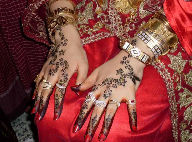 Traditional henna hand decorations about the country that Islam is its religion (al-islam dinuha).