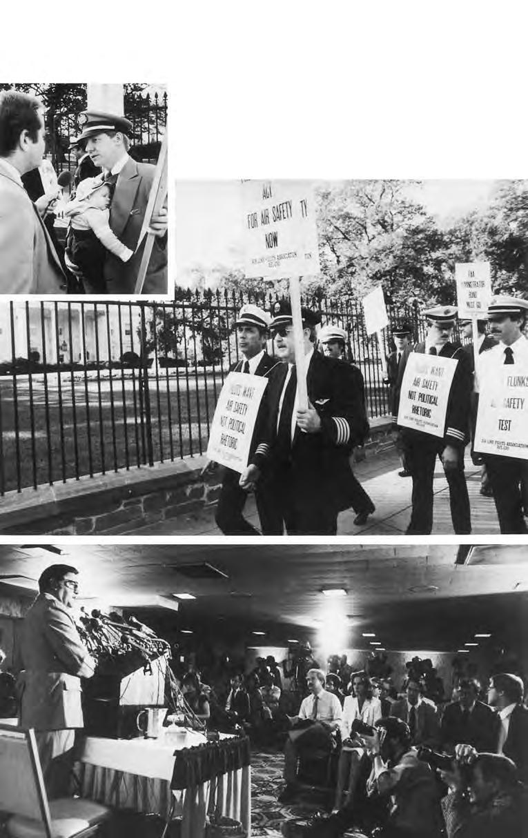 On October 21, 1980, uniformed ALPA pilots from 23 airlines marched on the White House to protest potential safety hazards in the policies of Lanhorne Bond, then FAA administrator.