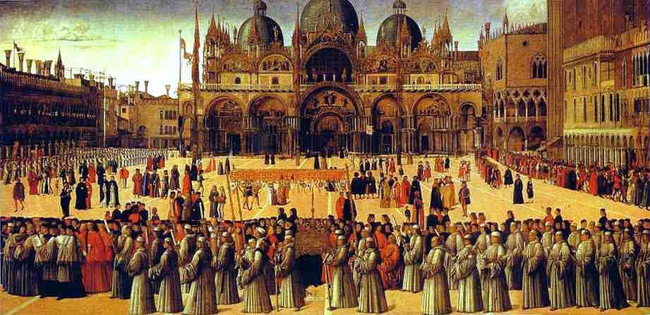 Depiction of Saint Mark s in the Sixteenth Century Procession around the Square of San