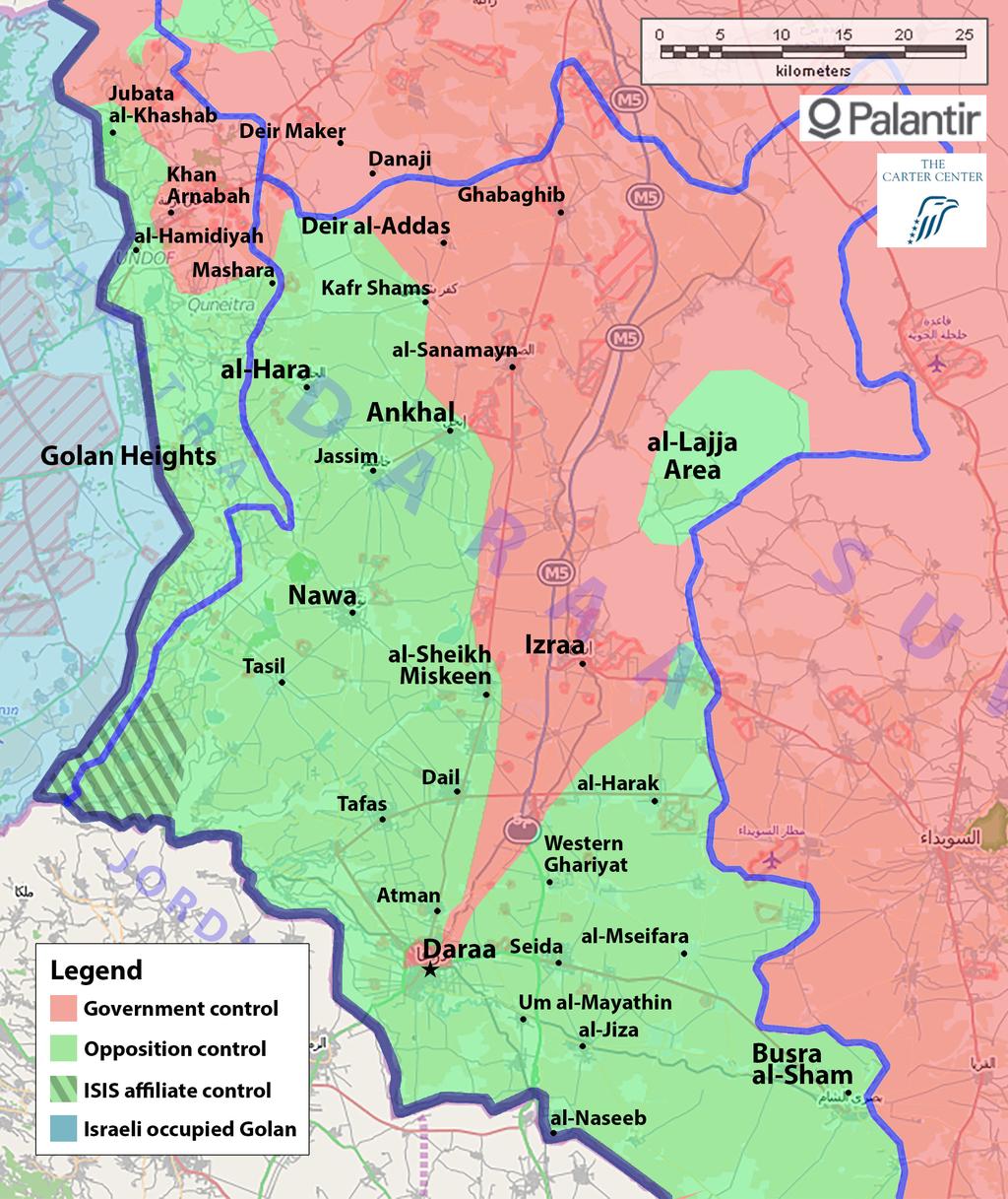 Daraa and Quneitra Figure 10: Areas of control in southern Syria as of late September 2015.