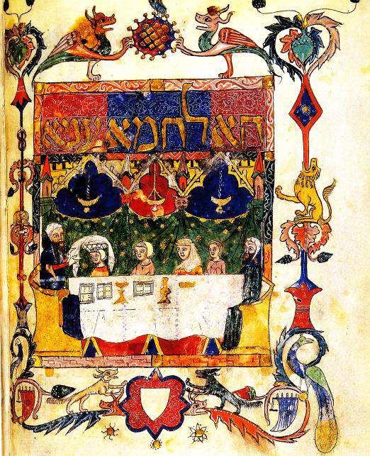 Barcelona Haggadah, 1320, now BM London Two illustrations of the feast of the Passover It is of no surprise that some works should