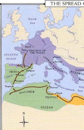Umayyad Caliphate 732 Islam spreads into central Asia, India, North Africa, & Spain