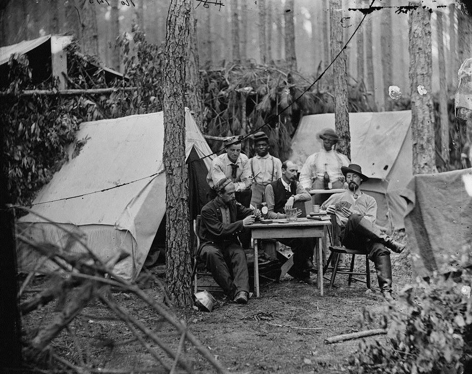 Confederate soldiers playing a