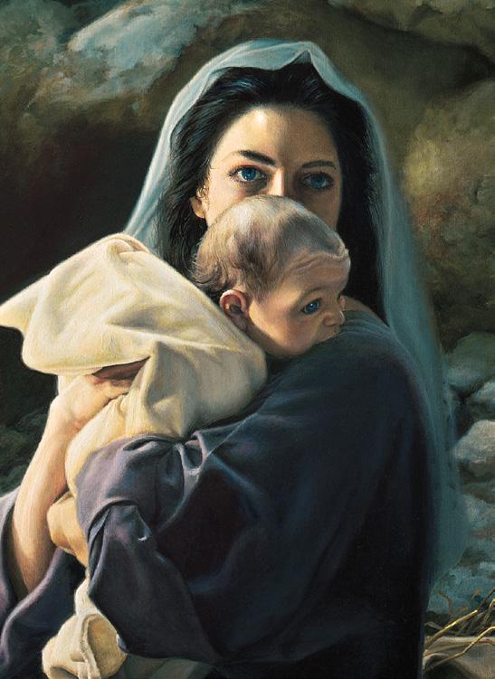 though the savior s mother was mortal, he was born with the divine nature of his heavenly father. 8. SIMEON SPEAKS WHILE HOLDING JESUS, BY PAUL MANN; 9. THE NATIVITY, BY BRIAN CALL; 10.