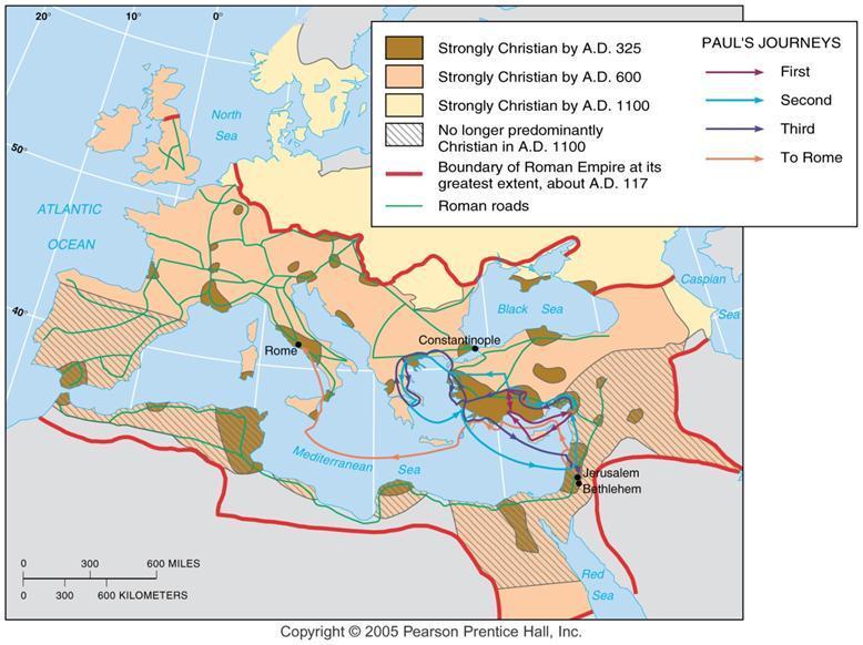 Diffusion of Christianity Christianity diffused from Palestine through the Roman Empire and continued