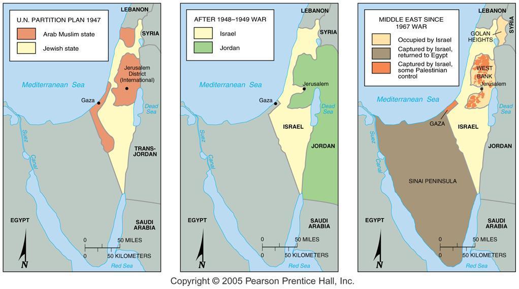 Boundary Changes in Palestine/Israel The UN partition plan for Palestine in 1947 contrasted with the