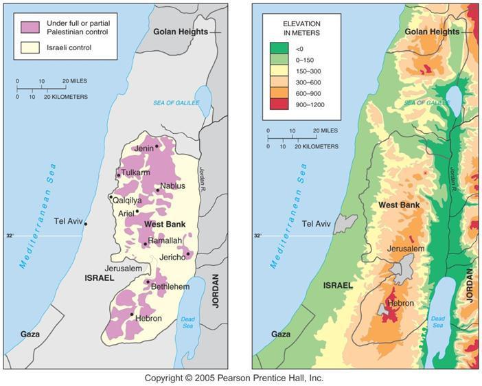 The West Bank: Political and Physical Geography Political control of the West Bank has been split between Palestinians