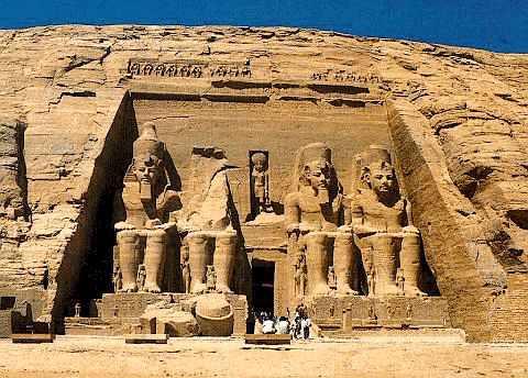 The larger temple was dedicated by Ramses II to the gods of Heliopolis, Memphis and Thebes.