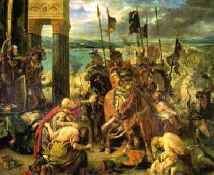 The Fall of Constantinople in 1204, the Crusaders attacked, conquered, and pillaged
