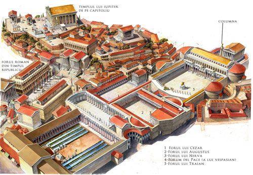 #45a Forum of Trajan, reconstruction drawing. Rome, Italy.