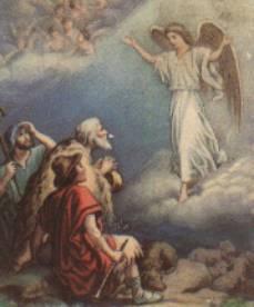 The Shepherds were watching their sheep at night. They saw an angel.
