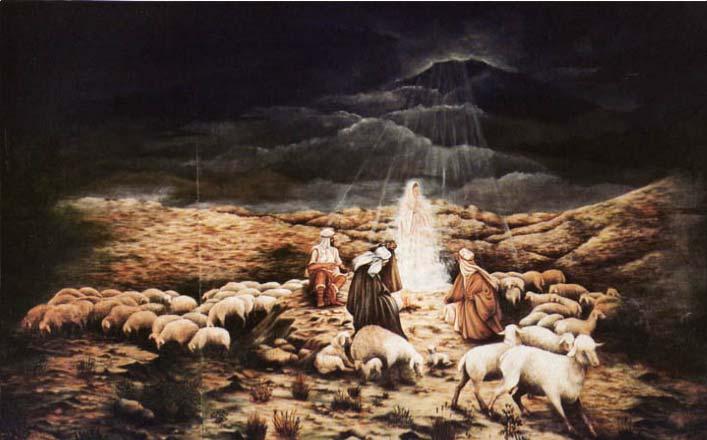 While shepherds kept their watch O er silent flocks by night, Behold throughout the heavens, There shone a holy