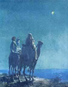 The Wise Men saw a bright star moving toward Jerusalem.