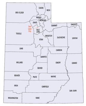 Appendix Utah Locations for Kristen Pedersen's Relatives Utah counties map courtesy of en.wikipedia.org Kirsten Pedersen's Utah relatives tended to live in the following cities: Ephraim, Sanpete Co.