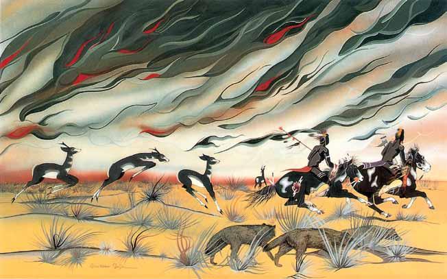 Prairie Fire, by Blackbear Bosin, shows the burning of the plains.