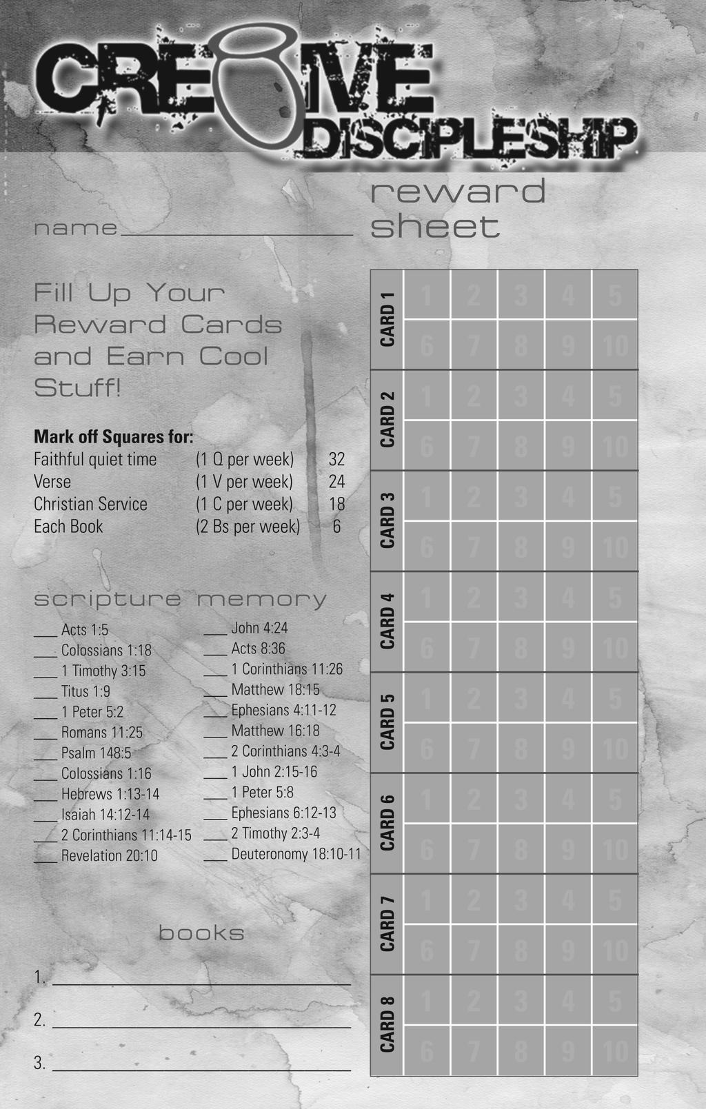 student ministries resource manual Notice the various sections on the front of the Creative Discipleship Reward Sheet 1. 2.