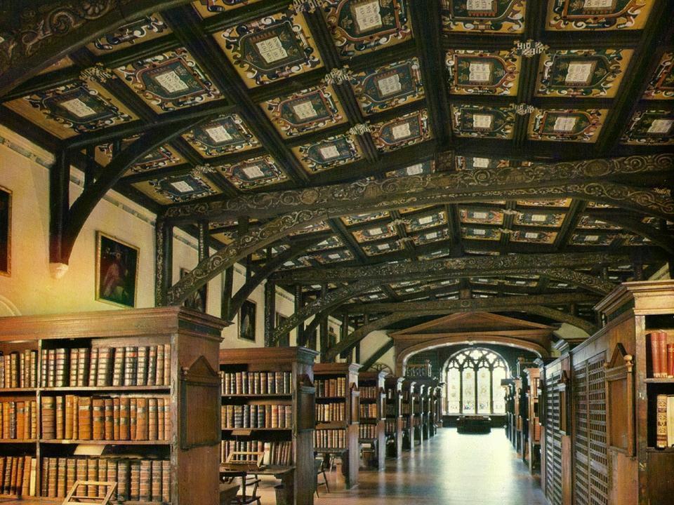 It is one of the five libraries in Britain, which acquires new published books by legal deposit - similar to the Bayerische Staatsbibliothek. Divinity School, Oxford.