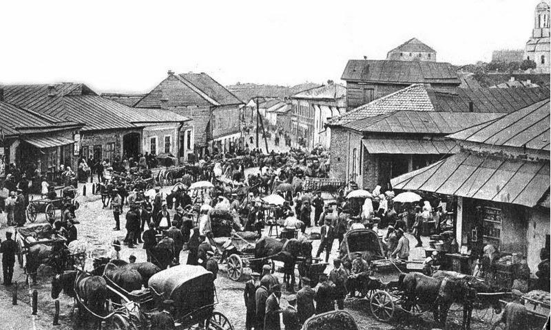 Market in Ostrog Near the Turn of the Century Most of the German Mennonites had left Ostrog County by the late 19 th Century.