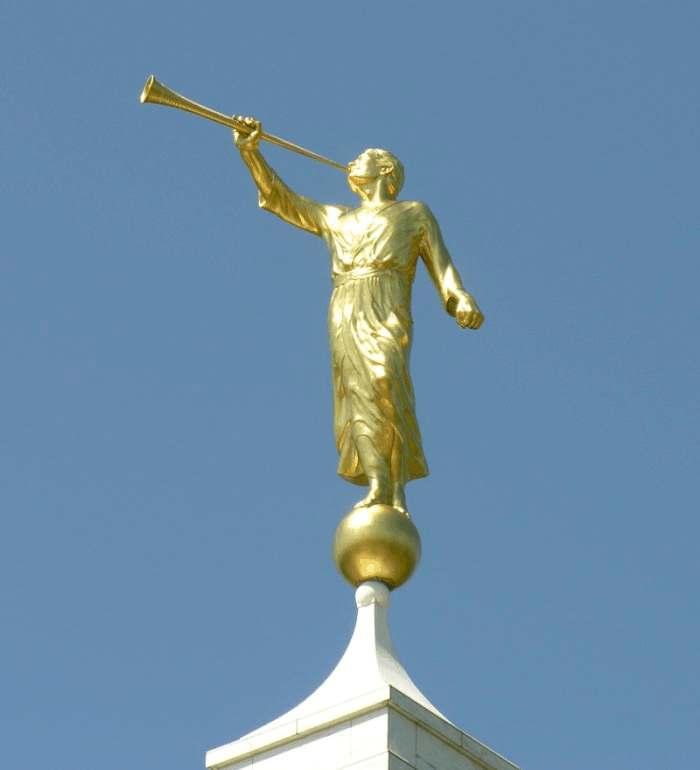 To e Angel of e Mormon Church Joseph Herrin (06-18-09) Angel Moroni atop a Mormon Temple A recent new article reported e following: New Mormon temple's angel struck by lightning Associated Press -