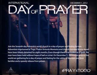 Adventist president calls for December 1 Day of Prayer, Fasting to suppor... of 2 http://news.
